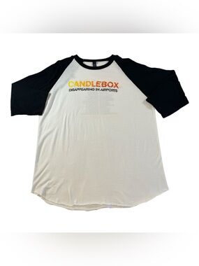 Black & White Raglan Band Tee - Disappearing in Airports - Candelbox -Size XL